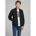 Jack & Jones Junior Bomberjacke JJERUSH schützt vor Wind, pflegeleicht, leicht unifarben, modisch, regular fit, Kapuze schwarz 152/158 (12-13J)