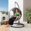 riess-ambiente In- und Outdoor Hängesessel ROPE anthrazit grau mit Gestell wetterfest inkl. Kissen Lesessel Relaxsessel