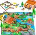 Dinosaurier Figuren Set mit Spielmatte – 72-teiliges Lernspielzeug für Kinder ab 3 Jahren
