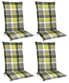 Beautissu 4er Set Hochlehner Auflagen Set 120x50 cm Polster Grün Kariert