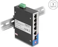 Delock Industrie Gigabit Ethernet Switch 4 Port PoE 1 Port RJ45 1 Port SFP für Hutschiene