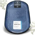 Steingut Servier Teller Groß Ibiza TESTSIEGER, Traumhafte Mediterrane Steingut Servierplatte, Serving Plate Oval, Servierteller Groß - Pure Living in Tiefblau