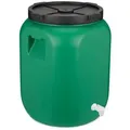 Garronda Regentonne Weithalsfass 60 Liter mit Hahn Plastikbehälter mit Deckel GD-0142, 60 l, BPA-Frei grün 60 l