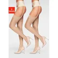 Strapsstrümpfe LASCANA, Damen, Gr. 32/34, beige (2x sun), Polyamid, Elasthan (LYCRA), elastisch, Socken, mit silikonfreien Strumpfrändern