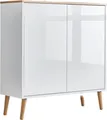 Schuhkommode / Kommode BEN 4 inkl. Holzfüße in weiß / weiß Hochglanz Absetzung Artisan Eiche, Push-to-open, (BxHxT) 79x88x33 cm