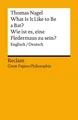 What Is It Like to Be a Bat? / Wie ist es, eine Fledermaus zu sein? Englisch/...