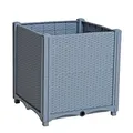 ESTEXO Blumenbeet Hochbeet Gemüsebeet 40x40x44 cm Pflanzbeet Polyrattan Pflanzkasten Grau