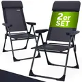 Gartenstuhl klappbar 2er-Set Anthrazit Alu Hochlehner verstellbar