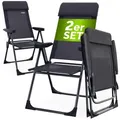 Gartenstühle Set Klappbar 7-fach Verstellbar Alu Mit Hoher Rückenlehne Liegefunktion Faltbar Balkon Campingstuhl Klappstuhl Hochlehner 2er Set Anthrazit - Casaria