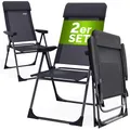 Casaria Gartenstühle 2er Set Klappbar 6-Fach Verstellbar Alu mit hoher Rückenlehne Faltbar Balkon Campingstuhl Klappstuhl Hochlehner