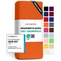 Jacobson Spannbettlaken BOXSPRING & ÜBERLÄNGE aus 100% Baumwolle, für hohe & lange Matratzen, Jersey Bettlaken 160 g/m2 orange 140 - 160 cm x 220 cm