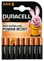 Duracell Plus, Einwegbatterie, AAA, Alkali, 1,5 V, 8 Stück(e), Schwarz, Gold