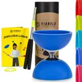 JonglierSet Pro mit kugelgelagertem Diabolo blau, Handsticks aus Aluminium, E...