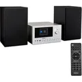 MEDION P85003 Micro Audio System Kompaktanlage (Internetradio, DAB+, PLL UKW Radio, Bluetooth, USB Anschluss, AUX, 2x150 W) silber - Schwarz/Silber