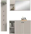 Home affaire Garderoben-Set TATIO, 3-tlg. Garderobenkombination, Breite: 152 cm Rillenfräsung, (Set, 3-St., Set, best. aus: 1 Spiegel, 1 Garderobenpaneel, 1 Schuhkommode), Garderobenkombination, Kombi, Flur-Möbel, Spiegel, Kommode