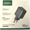Ugreen 30W 3-Port GaN II Fast Wall Charger USB-A & 2 x USB-C Black (55536) - Schwarz