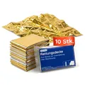 FLEXEO 10 × Rettungsdecke Gold/Silber, 210 × 160 cm | Rettungsfolie, Notfall, Erste-Hilfe-Decke, Notfalldecke, Emergency Blanket | Goldfolie/Silberfolie
