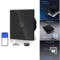 WLAN Schalter Glas 2 Wege Tuya Alexa Google Home 1 Fach Schwarz