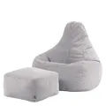 Icon Dalton Sitzsack mit Hocker Cord, Grau, Gaming Sitzsack Erwachsene mit Füllung, Bean Bag, Lounge Sessel, Lounge Stuhl, Schlafzimmer, Wohnzimmer Möbel