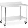 Royal Catering - Rollbarer Edelstahl Arbeitstisch Edelstahltisch Aufkantung 60 X 120 Cm 158 Kg