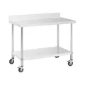 Royal Catering RCAT-120/60-WS Edelstahltisch mit Rollen und Aufkantung 60 x 120 cm 158 kg Tragkraft Arbeitstisch