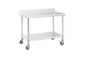 Royal Catering Arbeitstisch 60 x 120 cm Rollbarer Edelstahltisch Aufkantung Gastrotisch 158 kg, verschiedene Größen