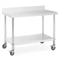 Rollbarer Edelstahl Arbeitstisch Edelstahltisch Aufkantung 60 x 120 cm 158 kg