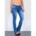 ESRA Bootcut-Jeans Damen Flared Jeans Bootcut Damen Jeanshose Schlaghose Schlagjeans B6 Bootcut Jeans Damen Low Waist Stretch Jeans Damen Schlag bis Übergröße blau 40