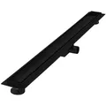 LuxeBath Duschrinne Edelstahl Doppelseitige Bodenablauf 2in1, Komplettset Bodenbefestigung, Duschablauf, Siphon mit Geruchsstop, Haarsieb, Ablaufrinne Dusche schwarz 90 cm