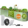 TTL GARDEN 400x80x80cm Nature XXL Metall Hochbeet Salbei-Grün - Stahl rostfrei verzinkt & lackiert Wellblech oval 80cm hoch sehr stabil Garten Beet für Gemüse Kräuter Blumen Gartenbeet Gemüsebeet