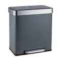 SVITA LT2X30 Mülleimer 60 Liter Treteimer Tretmülleimer Abfalleimer 2 Fächer je 30 Liter freistehend mit Deckel Softclose-Deckel inkl. Inneneimer Grau