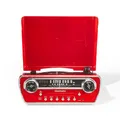 Crosley Powel 7-in-1 Plattenspieler mit Lautsprechern & CD-Player Vintage Car Design Bluetooth Plattenspieler Entertainment System mit AM/FM Radio Retro Red Style für Vinyl, Digital & Wireless Musik