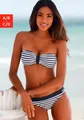 Venice Beach Bandeau-Bikini-Top Summer, mit kontrastfarbener Schlaufe, weiß-marine-gestreift