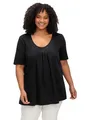 Sheego Damen Große Größen Shirt in A-Linie in A-Linie, mit Kellerfalten am Ausschnitt Citywear feminin Rundhals-Ausschnitt -