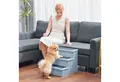 PawHut Haustiertreppe 3 Stufen Tiertreppe Katzentreppe Hundetreppe (Haustierleiter, 1-St., Einstiegshilfe mit Teppich), Tannenholz Grau 40,5 x 44,5 x 38 cm