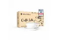 MUVELL Tasse Milchkaffee Set 6 Tassen & Untertassen 0,8 cm dickwandig, 6-tlg., Keramik, 290 ml weiß mit grünen Rand