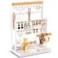 ProCase Schmuckständer Schmuckhalter für Ohrring Ohrstecker Ketten Schmuck Organizer Jewelry Ständer mit 15 Haken, 40 Löcher Ohrringhalter Schmuckaufbewahrung für Halsketten Armbänder Ringe -Weiß