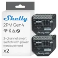 Shelly 2PM Gen4 - WLAN Smart Relais Schalter, Rolladenschalter, Stromzähler, 2 Kanäle, 16A, Lichtschalter, Smart Home, Zeitschaltuhr, Alexa, Google & HomeKit, Matter, Kein Hub Erforderlich (2 Stück)
