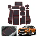 GAFAT Kompatibel mit Peugeot 2008 e-2008 Restyling 2025 2026-2020 Antirutschmatten, Mittelkonsole Gummimatten, Getränkehalter Matten, Aufbewahrungsbox, Türnaht rutschfeste Zubehör (Rot)