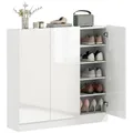 HOMCOM Schuhschrank, Schuhregal mit Verstellbaren Ablagen, Belüftungslöchern, Hochglanztüren, Schuhaufbewahrung mit Soft-Close-Funktion, Schuhkommode für 25–30 Paar 106,4x34x108,5cm, Weiß