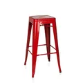 hjh OFFICE 645011 Barhocker VANTAGGIO HIGH Metall Rot Retro-Hocker im Industry-Design, stapelbar