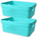 TE-Trend Aufbewahrungsbox 2 Stück Korb Boxen Aufbewahrung Kunststoff Storage Boxes 11L Türkis blau