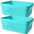 2x Curver Aufbewahrungsbox Aufbewahrungskorb Kunststoff Box ohne Deckel Türkis