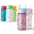 Trinkflasche Kinder 500ml - auslaufsicher Tritan Strohhalm Rosa Mädchen Vinsun