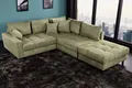 riess-ambiente Ecksofa KENT 220cm grün- Cord, L-Form, Federkern, m. Kissen, FSC-zertifiziert, Einzelartikel 1 Teile, Moderne Wohnlandschaft inkl. Hocker - ideal für Wohnzimmer u. Familien