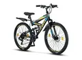 Licorne Bike Strong 2D Premium Mountainbike in 26, 27,5 und 29 Zoll - Fahrrad für Jungen, Mädchen, Damen und Herren - Scheibenbremse vorne und hinten - Shimano 21 Gang-Schaltung - Farbe:Schwarz/Blau/Lime;Zoll:26
