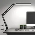 SKYLEO Schreibtischlampe Dimmbar - Desk Lamp mit Clip - Augenschutz Schreibtischleuchte - 3 Lichtmodi x 10 Helligkeitsstufen - Schwarz