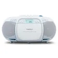 MEDION E66476 Stereo Sound System (Boombox, CD-Player, MP3, Kassette, tragbarer Kassettenspieler für Kinder, UKW Radio, AUX, Kopfhörer, Netz & Batterie) blau