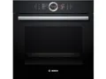 Bosch HSG636BB1 Serie 8 Einbau-Dampfbackofen, Schwarz, 60 x 60 cm, 1 L Wassertank, EcoClean Direct Reinigungshilfe, Bosch Assist Backeinstellung auf Knopfdruck, 4D Heißluft Backen auf 4 Ebenen
