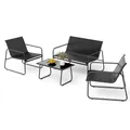 Mondeer Gartenmöbel Set 4-TLG, Balkon Möbel Set mit Armlehnen, Terrassenmöbel mit Tisch Sofa und 2 Stühlen, Textilene, für Garten Balkon Außen, Schwarz